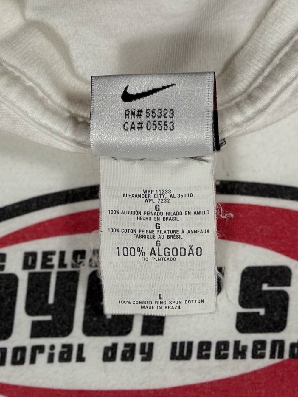 Vtg 90s Nike Soccer White Red FC Delco Players Cup Longsleeve T Shirt Men Large - Picture 8 of 8